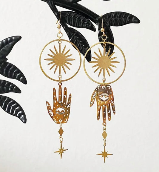 Palm Reading Dangle Earrings